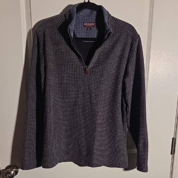 Johnston & Murphy Men's Black and Blue Zip-Up Sweater - Picture 1 of 5